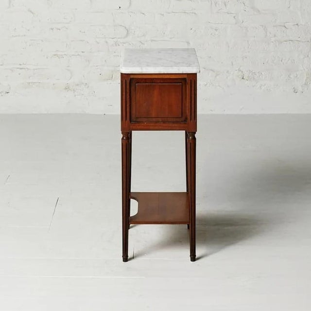 19th Century 19th Century Belgian Louis XVI Mahogany and White Marble Top Nightstand For Sale - Image 5 of 6