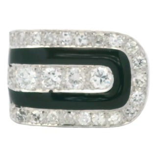18k White Gold Diamond & Black Onyx Geometric Ring For Sale