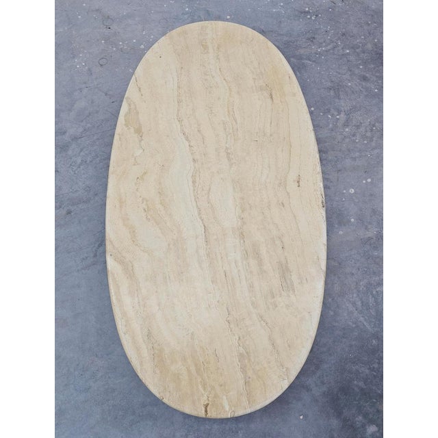 Wood Large Modern Sofa Table in Walnut with Travertine Top, 1970s For Sale - Image 7 of 16