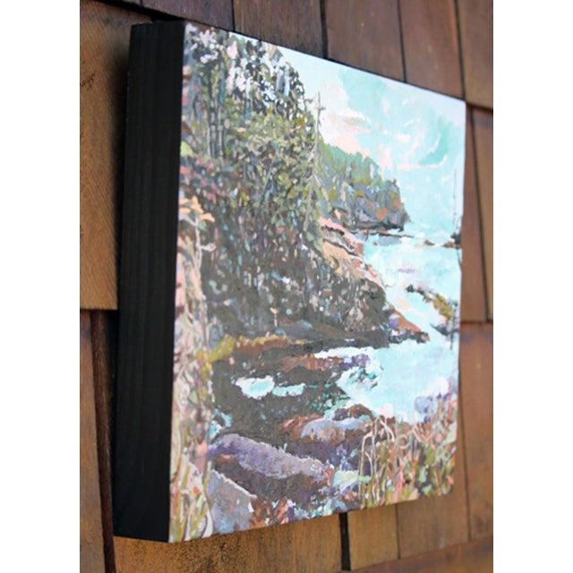 This artwork captures the rugged beauty of Cape Flattery, showcasing a vibrant interplay of color and texture through oil...