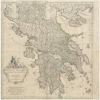 Large Scale Map of Greece with Inset Map of Macedonia, 1786 For Sale