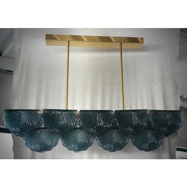Art Deco Style Rectangular Octane Murano Glass and Brass Chandelier, 2000 For Sale - Image 11 of 11