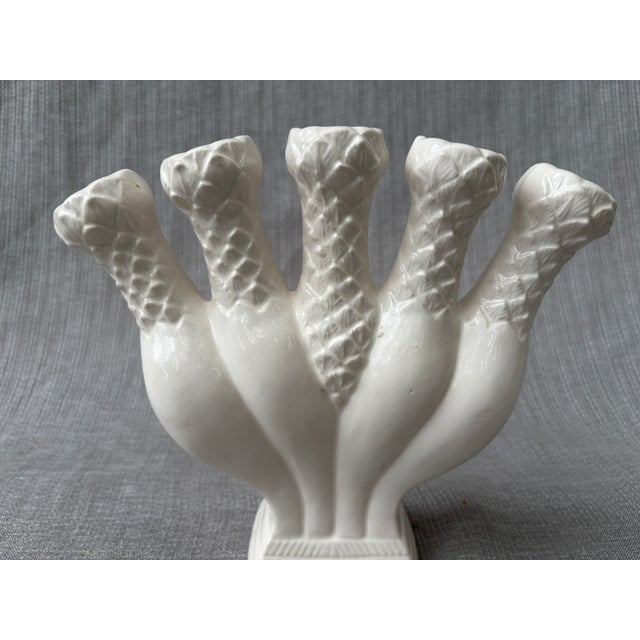 Mid 20th Century Vintage White Five Finger Vase For Sale - Image 5 of 16
