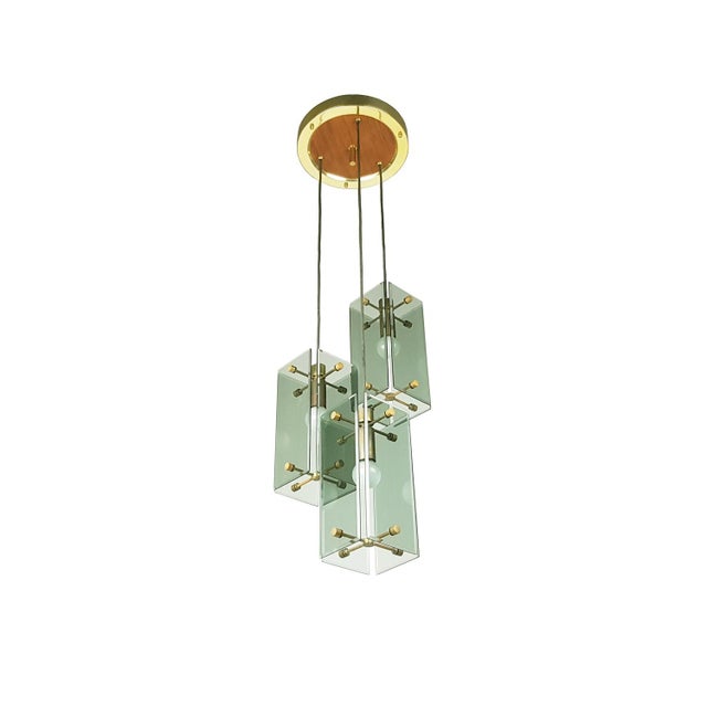 Italian Golden Aluminum and Smoked Glass Pendant Lamp, 1960s For Sale - Image 11 of 11