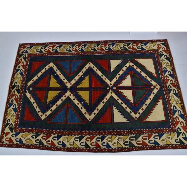 Colourful Vintage Wool Carpet For Sale - Image 9 of 10