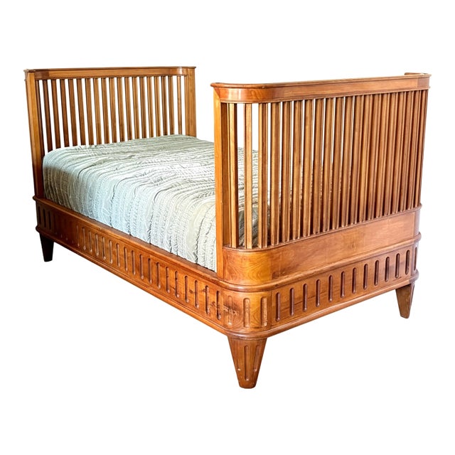 Carved Gustavian Solid Walnut Daybed or Twin Bed For Sale