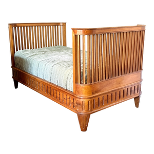 Carved Gustavian Solid Walnut Daybed or Twin Bed