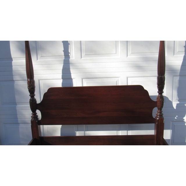 1980s 1980s Ethan Allen Queen Size Poster Bed Carved Cherry Designer Rice For Sale - Image 5 of 11
