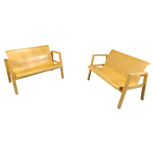 Mid-Century Plywood Benches by Alvar Aalto, 1960, Set of 2 For Sale - Image 13 of 13