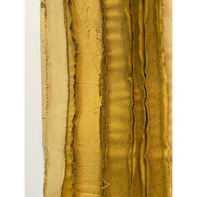 Yellow "Tandem 02" Mustard Yellow Salvaged Materials Wall Sculpture For Sale - Image 8 of 9