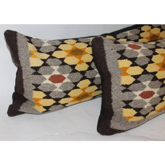 Rustic 1940s Woven Geometric Pair of Bolster Pillows For Sale - Image 3 of 6