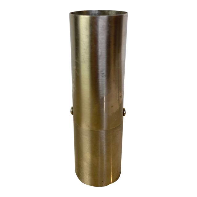Vintage Mid-Century Modern Brushed Metal Cylinder Accent Uplight Lamp For Sale