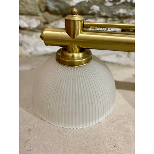 Traditional Vintage Lavery Classic Billiard Pool Table Island Brass 3-Light Lamp Fixture For Sale - Image 3 of 8