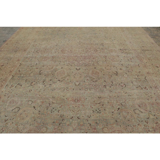 Rug & Kilim Oversized Antique Persian Mashad Rug in Gold With Floral Medallion - Rug & Kilim For Sale - Image 4 of 7