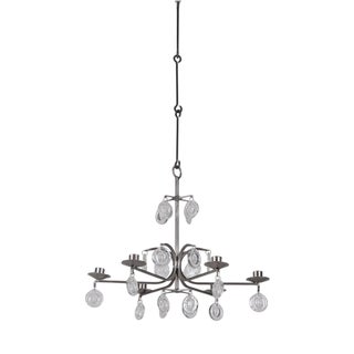 Hanging Candelabrum in Glass and Iron attributed to Erik Höglund, 1970s For Sale