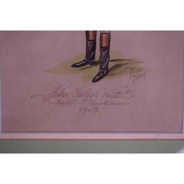 John Evelyn Watts Jockey Eighty-Four Winners 1903 Watercolour by Astor For Sale - Image 4 of 5