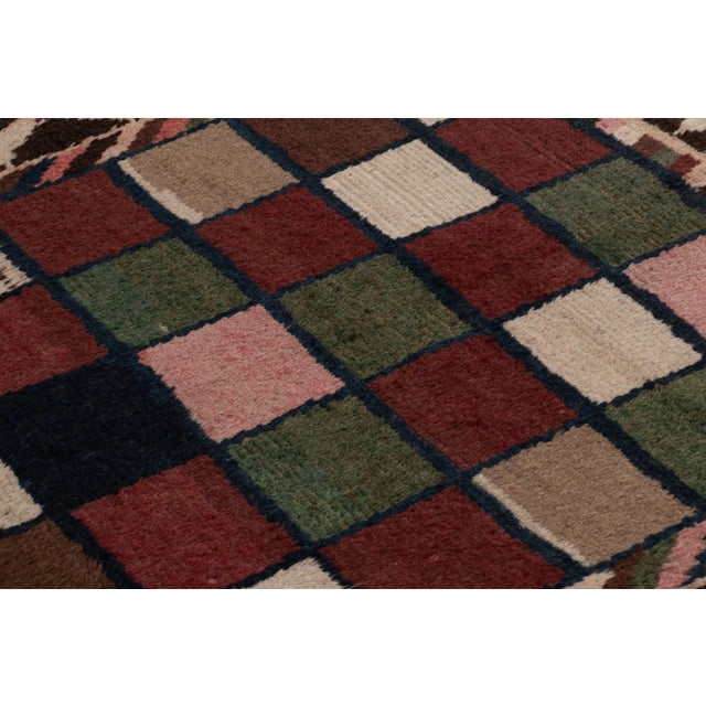 1960s Vintage Swedish Rya Rug, Multi-Color Checkerboard With Tribal Border - Rug & Kilim For Sale - Image 5 of 8