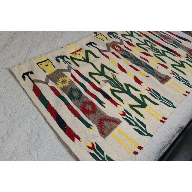 1940s Authentic Vintage Ceremonial Inspired Yeibichei Navajo Pictoral Yei Rug 1950s For Sale - Image 5 of 6