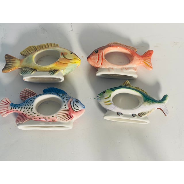Vintage William Sonoma Pisces Fish Napkin Rings Ceramic - Set of 4 For Sale - Image 4 of 5