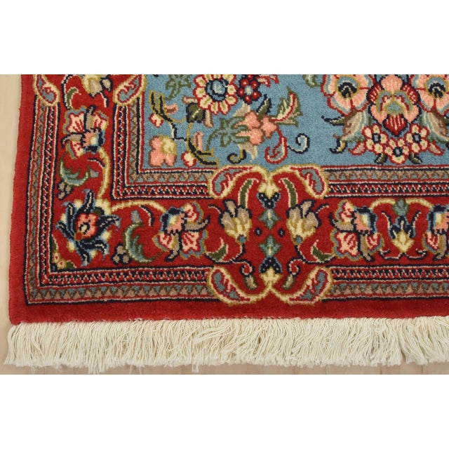 Textile Qom Rug 2’7” X 4’2” Blue Wool Vintage Traditional Hand-Knotted Carpet For Sale - Image 7 of 10