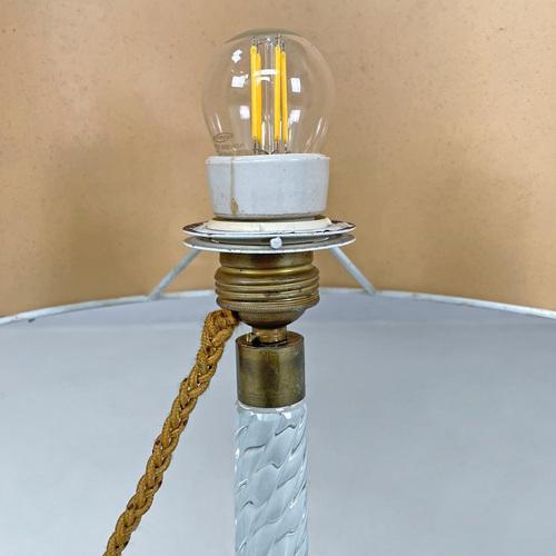 Italian Art Deco Table Lamps in Murano Glass and Floral Fabric attributed to Seguso, 1930s, Set of 2 For Sale - Image 12 of 18