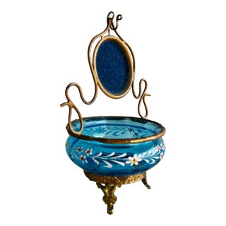 French Napoleon III Enabled Glass Pocket Watch Holder 19 Century For Sale