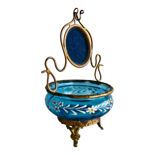 French Napoleon III Enabled Glass Pocket Watch Holder 19 Century For Sale