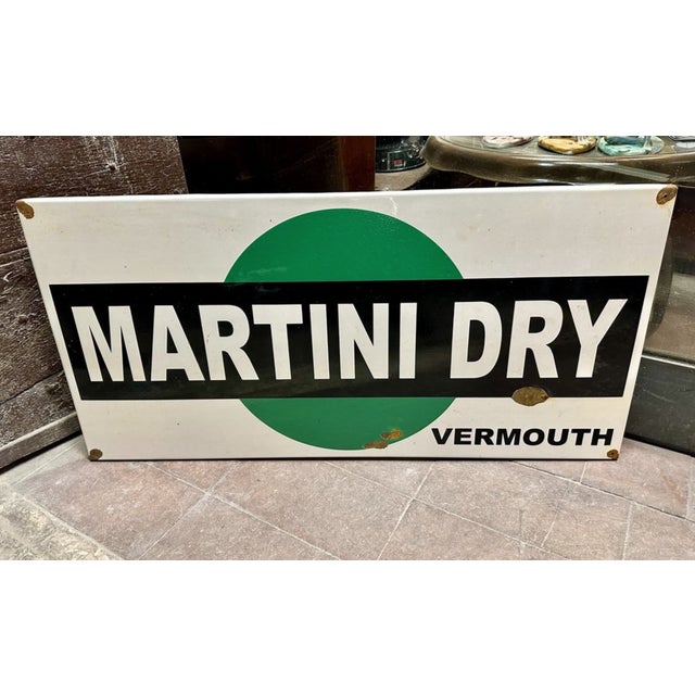 Martini Dry Vermouth Sign in Enamel, 1960s For Sale - Image 4 of 4