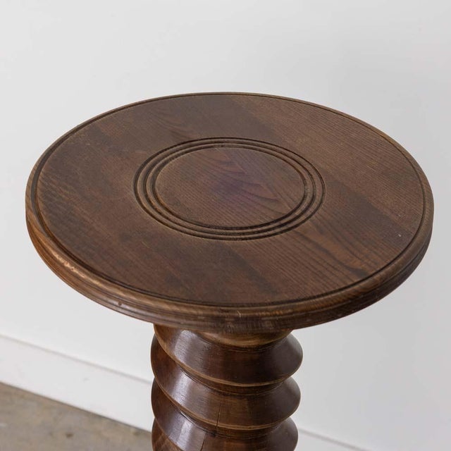 1940s French Carved Wood Pedestal Table For Sale - Image 9 of 11