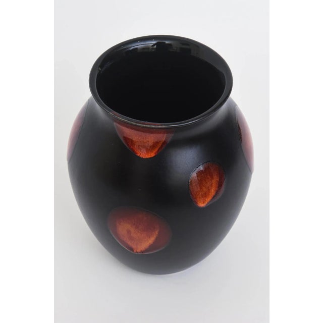 Mid-Century Modern Vintage English Ceramic Black and Red Vase by Poole, 1960's For Sale - Image 3 of 9