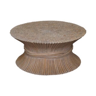 Wheat Sheaf & Rattan Coffee Table For Sale