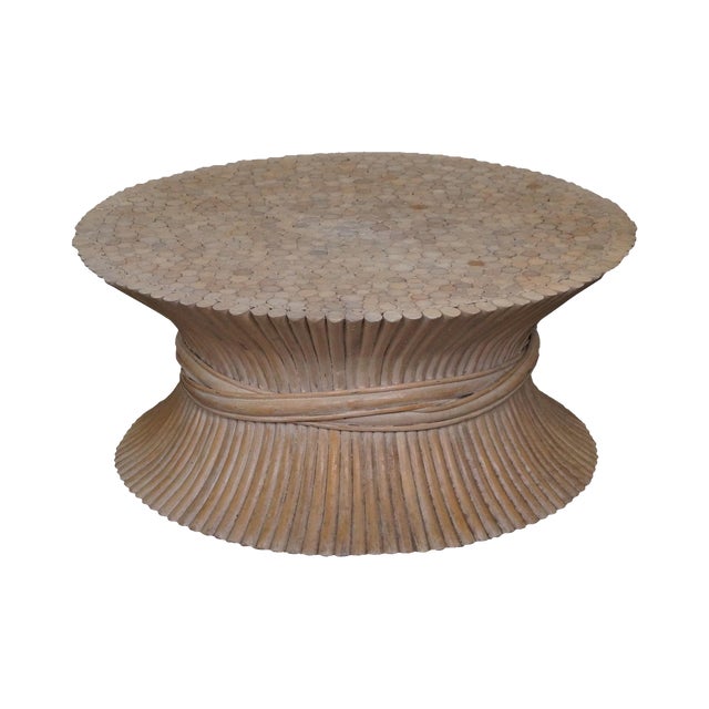 Wheat Sheaf & Rattan Coffee Table Chairish