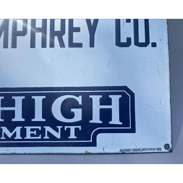 Early 20th Century Vintage Porcelain Advertising Sign Lehigh Cement Humphrey Co. For Sale - Image 5 of 8