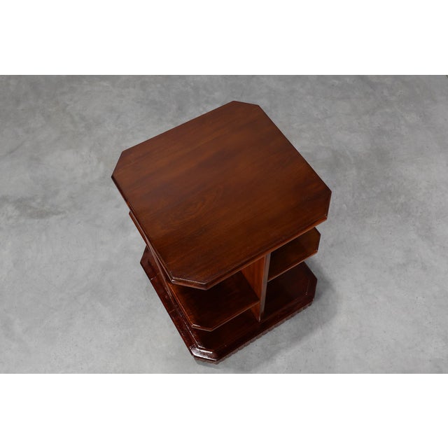 Wood French Art Deco Side Table in Wood, 1920 For Sale - Image 7 of 11