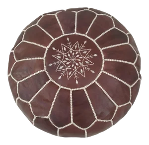 Contemporary Moroccan Leather Pouf Ottoman