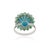 6.13ct Cabochon Turquoise & Emerald Halo Cocktail Ring in 14k White Gold Size 5 For Sale - Image 10 of 18