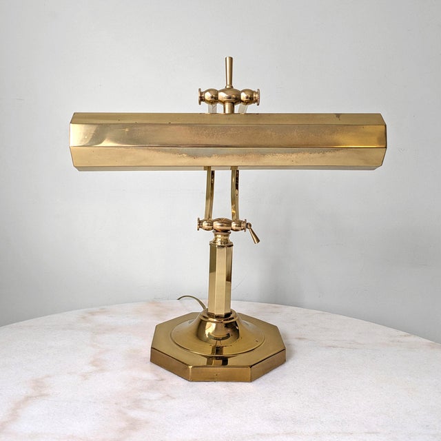 English 1980's Vintage Brass Desk Lamp For Sale - Image 3 of 7