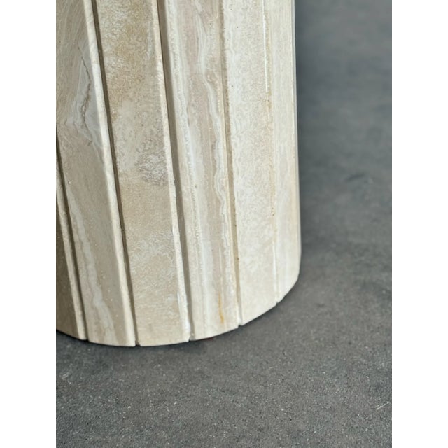 Italian Vintage Travertine Pedestal Dining Table For Sale - Image 3 of 10