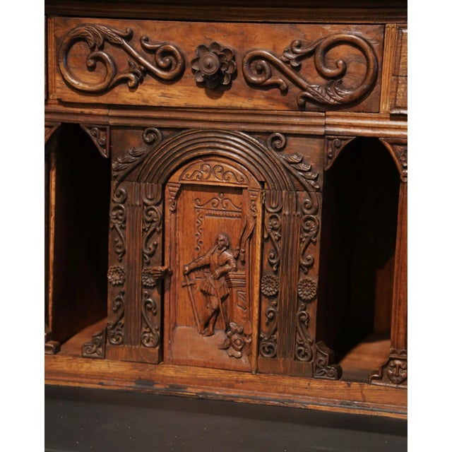 Brown 19th Century French Louis XV Carved Oak Secrétaire With Figural Scenes For Sale - Image 8 of 13