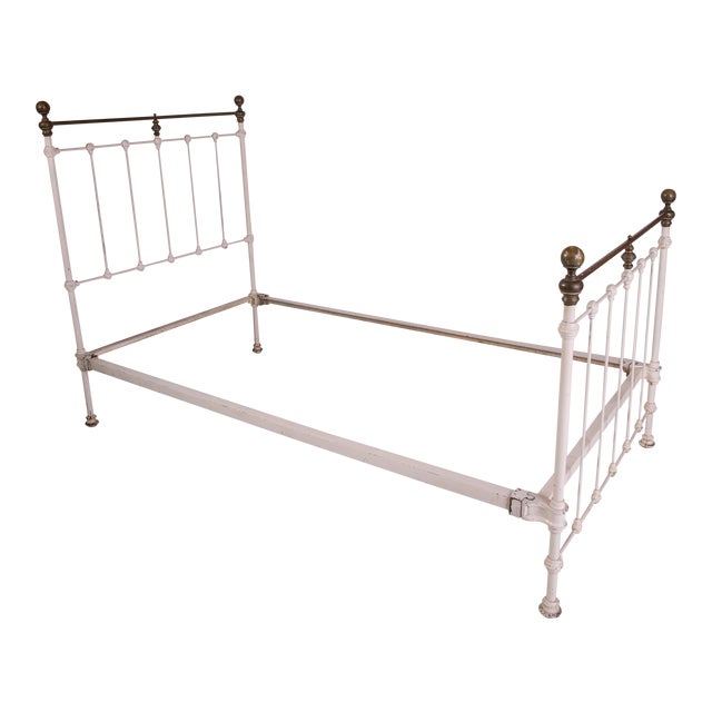 1910s Shabby Chic White Iron Victorian Bedframe Chairish