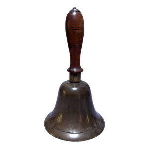 Vintage Brass and Wood Hand-Held School Teacher Dinner Nautical Bell