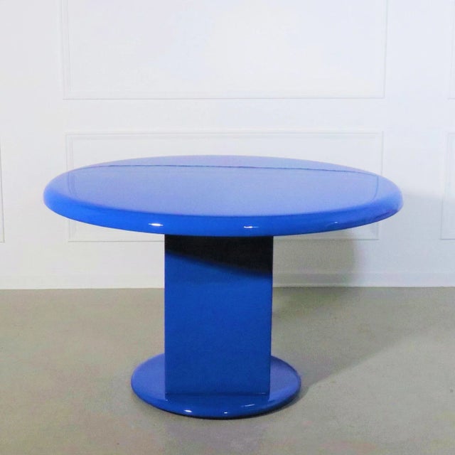 1970's Yves Klien Blue Round Pedestal Dining Table For Sale - Image 4 of 5