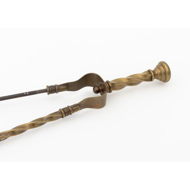 Victorian Style Brass Fireplace Tools Set, 5 Pieces For Sale - Image 11 of 11
