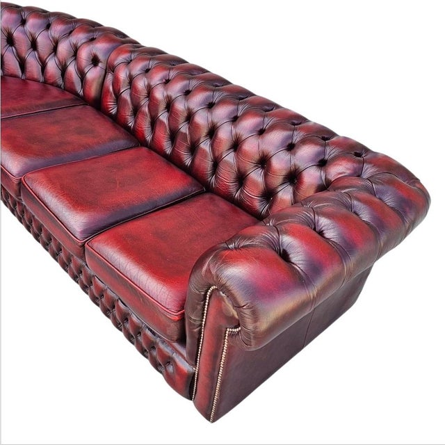 English Leather Chesterfield Sectional Sofa For Sale - Image 13 of 18