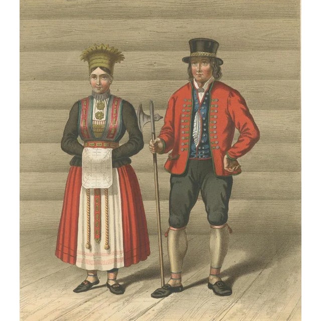 Winckelmann and Sonner, Norwegian Bride and Groom in Hardanger Costumes, 1860s, Paper For Sale - Image 6 of 10