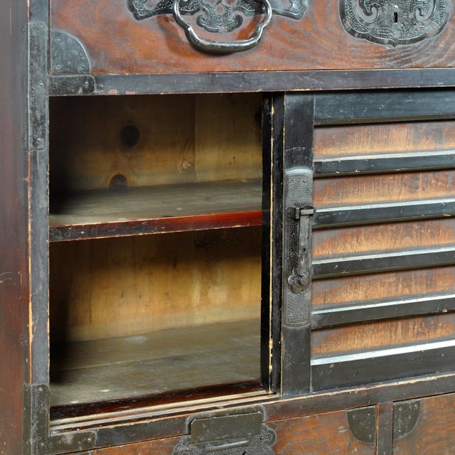 Wood Japanese Tansu Chest of Drawers, 1890 For Sale - Image 7 of 17