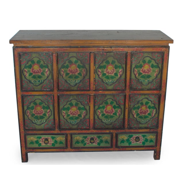 Late 19th Century Antique Tibetan Cabinet, Hand Painted, Late 19th Century/Early 20th Century For Sale - Image 5 of 6