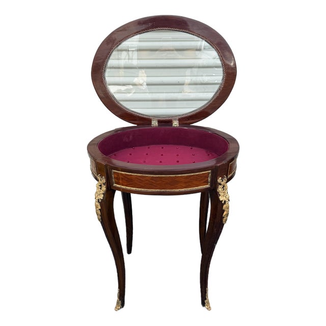 Vintage Louis XV Style Mahogany Jewelry Box Display For Sale