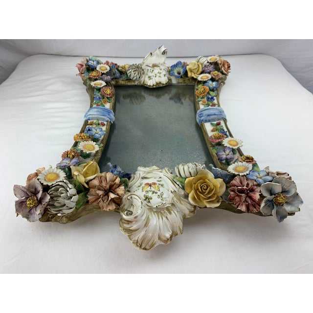 1970s 1970s Italian Painted Ceramic Mirror For Sale - Image 5 of 12