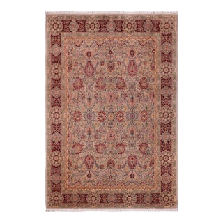 Art Nouveau Pak-Persian Taupe/Maroon Wool Rug - 8'10'' X 12'7'' For Sale